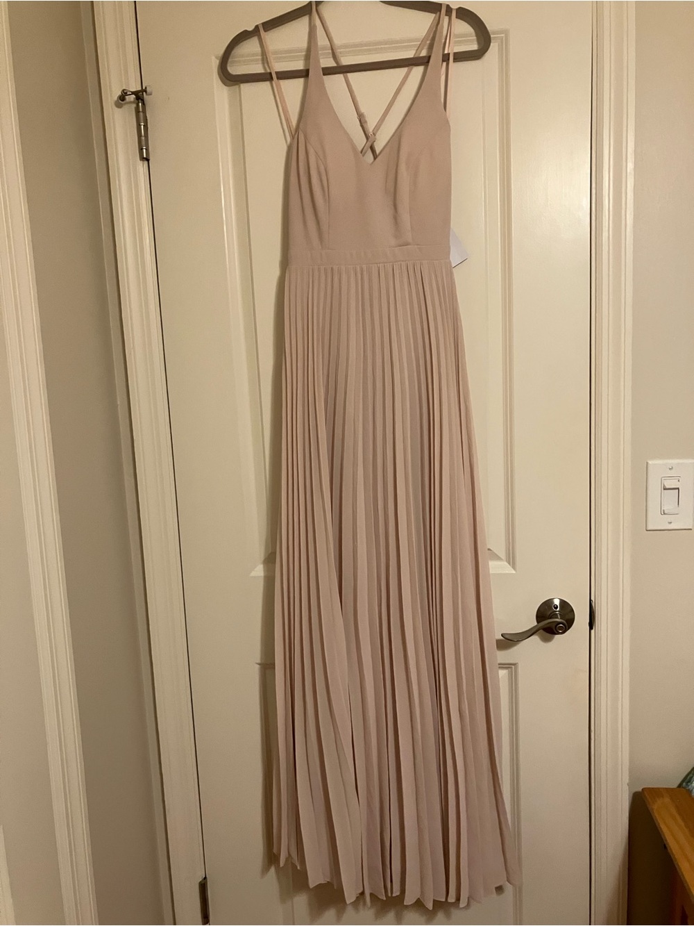 Brand New Sequin Hearts Blush Pleated Maxi Dress